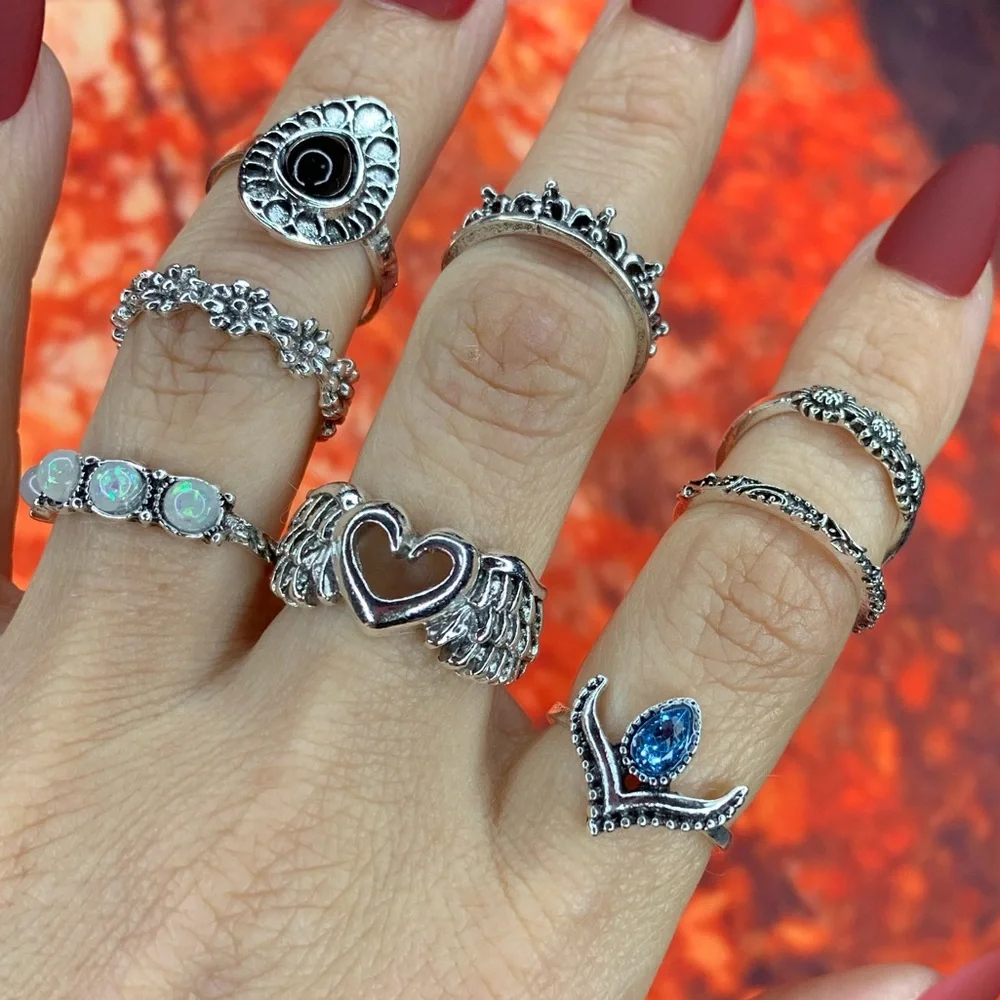 3/$10 NEW Boho Style Rings & MIDI Rings Design Mix / silver tone Bundle NWOT - Picture 7 of 9